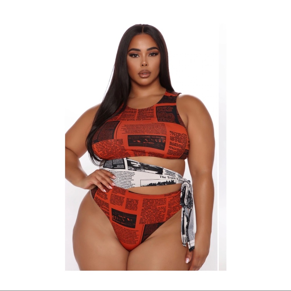 All Over The News Cutout Bodysuit - NEVER WORN